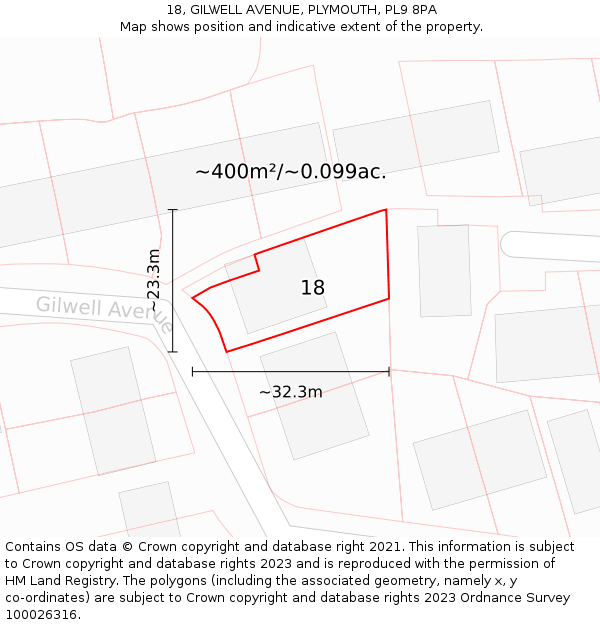 18, GILWELL AVENUE, PLYMOUTH, PL9 8PA: Plot and title map
