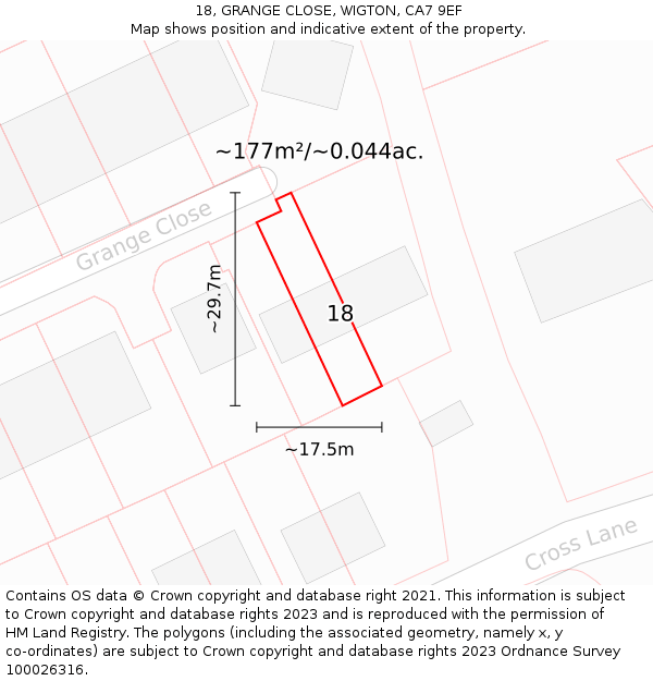 18, GRANGE CLOSE, WIGTON, CA7 9EF: Plot and title map