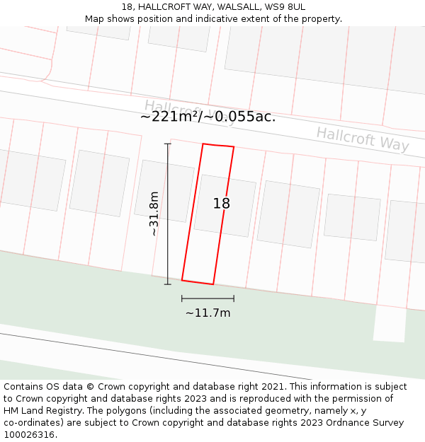 18, HALLCROFT WAY, WALSALL, WS9 8UL: Plot and title map