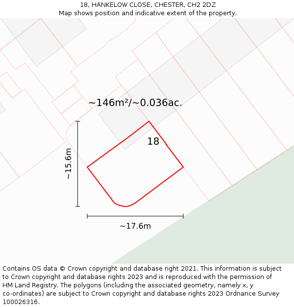 18, HANKELOW CLOSE, CHESTER, CH2 2DZ: Plot and title map