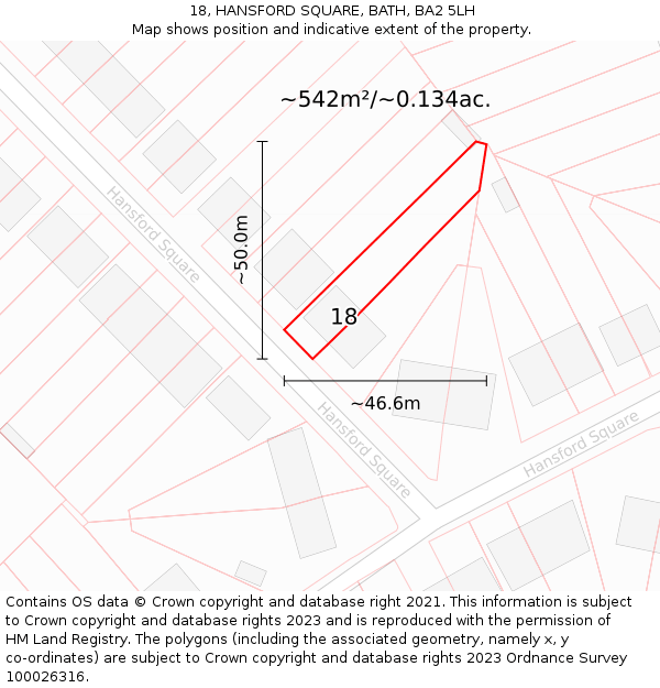 18, HANSFORD SQUARE, BATH, BA2 5LH: Plot and title map