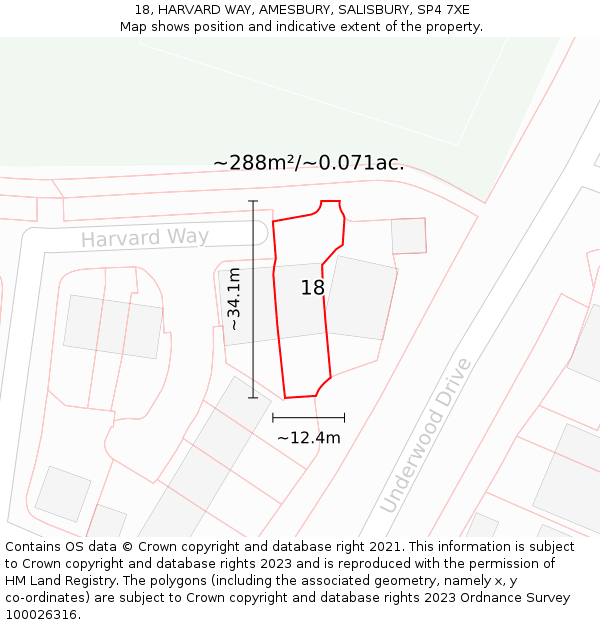 18, HARVARD WAY, AMESBURY, SALISBURY, SP4 7XE: Plot and title map