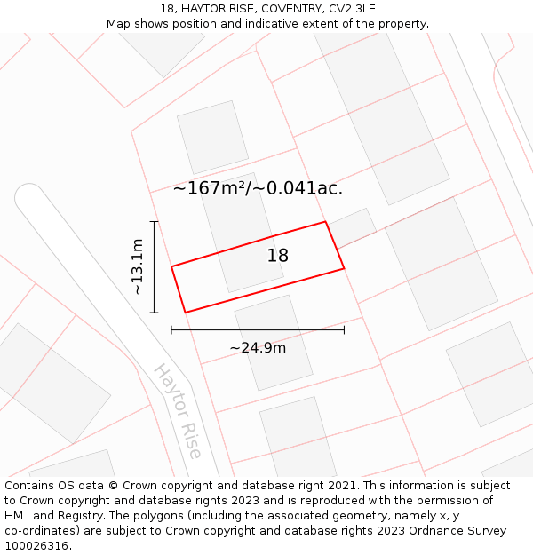 18, HAYTOR RISE, COVENTRY, CV2 3LE: Plot and title map