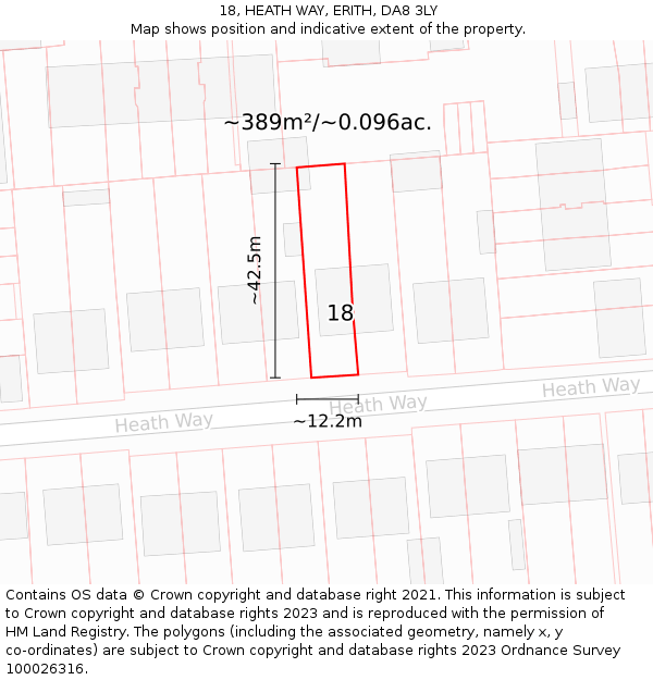 18, HEATH WAY, ERITH, DA8 3LY: Plot and title map