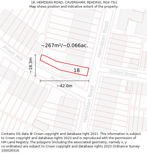 18, HEMDEAN ROAD, CAVERSHAM, READING, RG4 7SU: Plot and title map