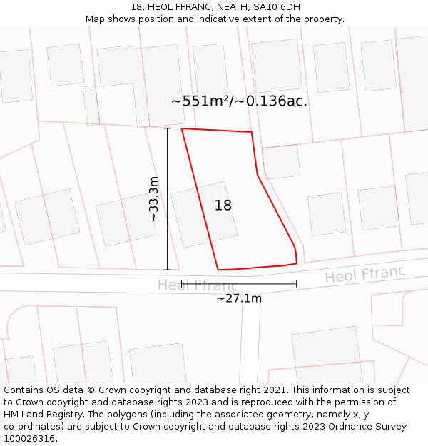 18, HEOL FFRANC, NEATH, SA10 6DH: Plot and title map