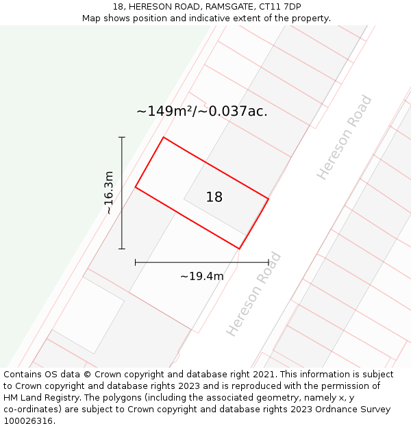 18, HERESON ROAD, RAMSGATE, CT11 7DP: Plot and title map