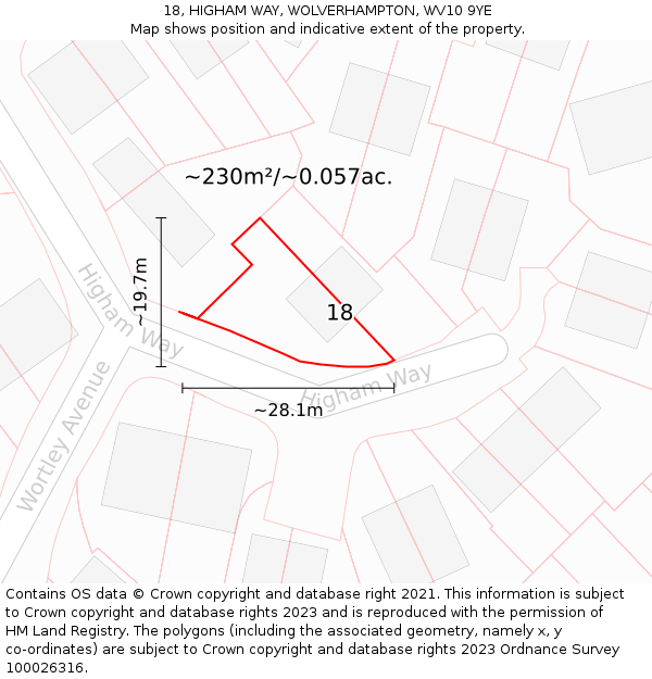18, HIGHAM WAY, WOLVERHAMPTON, WV10 9YE: Plot and title map