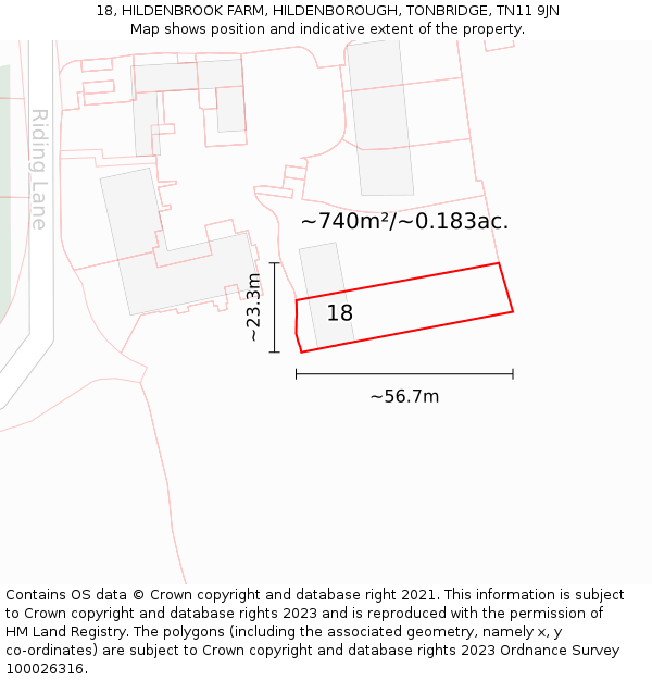 18, HILDENBROOK FARM, HILDENBOROUGH, TONBRIDGE, TN11 9JN: Plot and title map