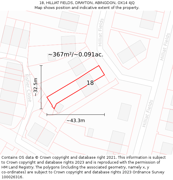 18, HILLIAT FIELDS, DRAYTON, ABINGDON, OX14 4JQ: Plot and title map