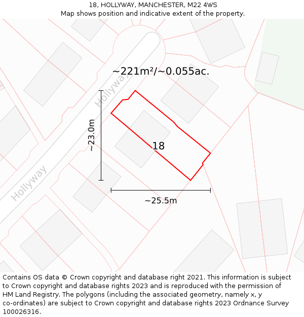 18, HOLLYWAY, MANCHESTER, M22 4WS: Plot and title map