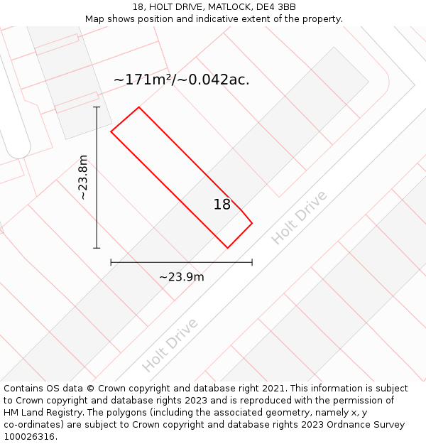 18, HOLT DRIVE, MATLOCK, DE4 3BB: Plot and title map