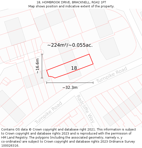 18, HOMBROOK DRIVE, BRACKNELL, RG42 1PT: Plot and title map