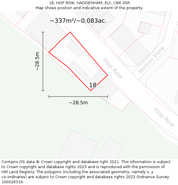 18, HOP ROW, HADDENHAM, ELY, CB6 3SR: Plot and title map