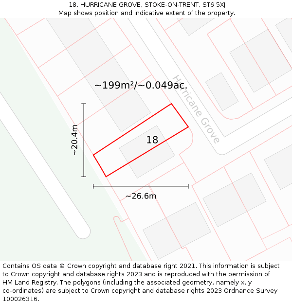 18, HURRICANE GROVE, STOKE-ON-TRENT, ST6 5XJ: Plot and title map