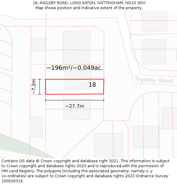 18, INGLEBY ROAD, LONG EATON, NOTTINGHAM, NG10 3DH: Plot and title map