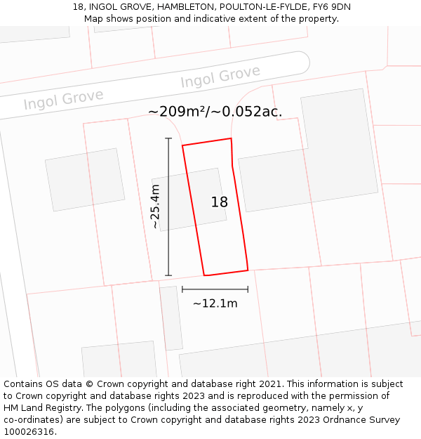 18, INGOL GROVE, HAMBLETON, POULTON-LE-FYLDE, FY6 9DN: Plot and title map