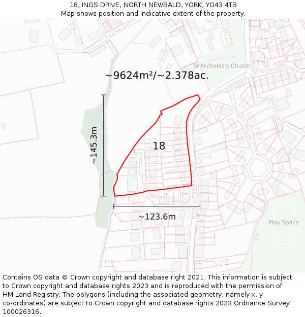 18, INGS DRIVE, NORTH NEWBALD, YORK, YO43 4TB: Plot and title map