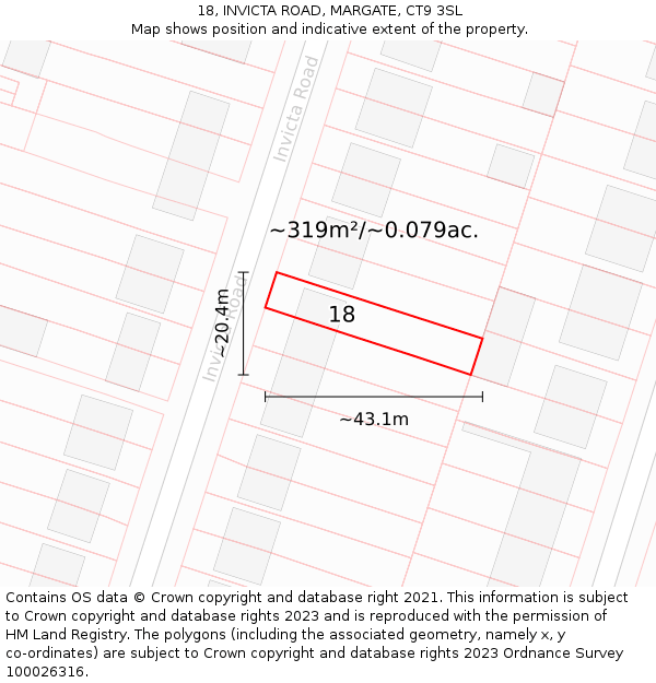 18, INVICTA ROAD, MARGATE, CT9 3SL: Plot and title map