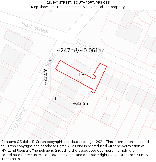 18, IVY STREET, SOUTHPORT, PR8 6BS: Plot and title map