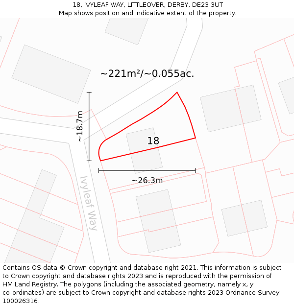 18, IVYLEAF WAY, LITTLEOVER, DERBY, DE23 3UT: Plot and title map