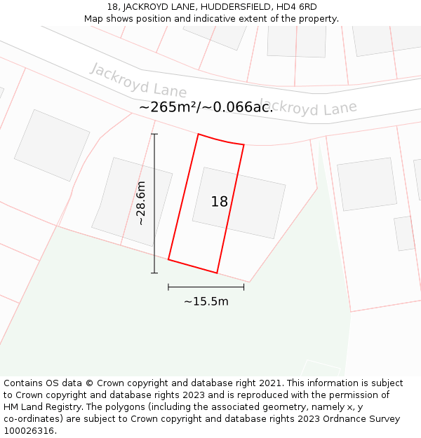 18, JACKROYD LANE, HUDDERSFIELD, HD4 6RD: Plot and title map