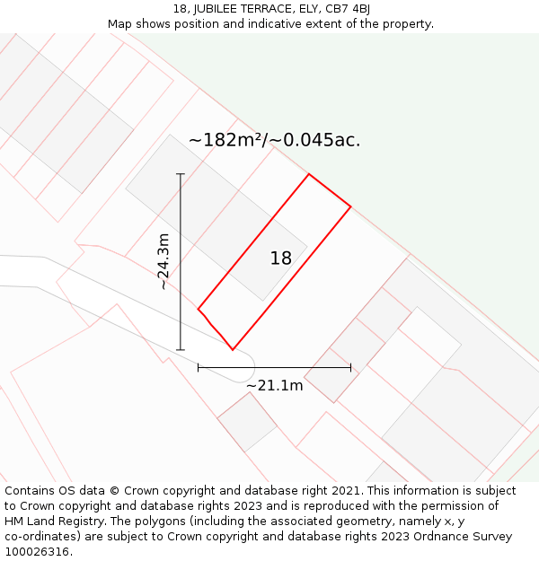 18, JUBILEE TERRACE, ELY, CB7 4BJ: Plot and title map
