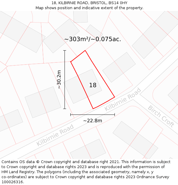18, KILBIRNIE ROAD, BRISTOL, BS14 0HY: Plot and title map