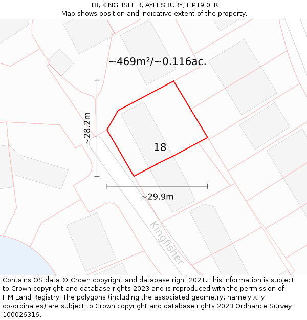 18, KINGFISHER, AYLESBURY, HP19 0FR: Plot and title map