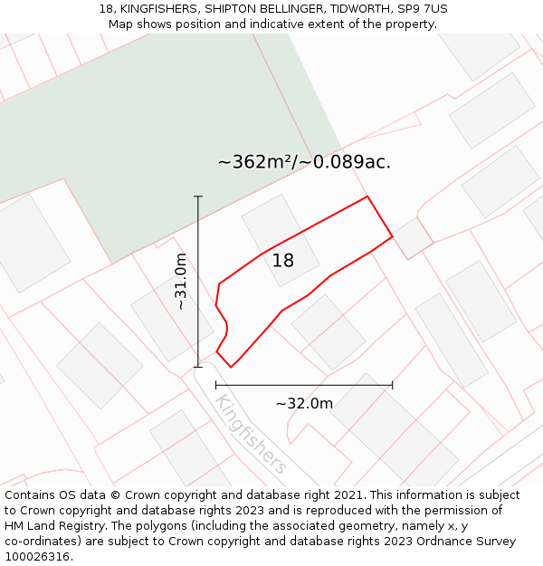 18, KINGFISHERS, SHIPTON BELLINGER, TIDWORTH, SP9 7US: Plot and title map
