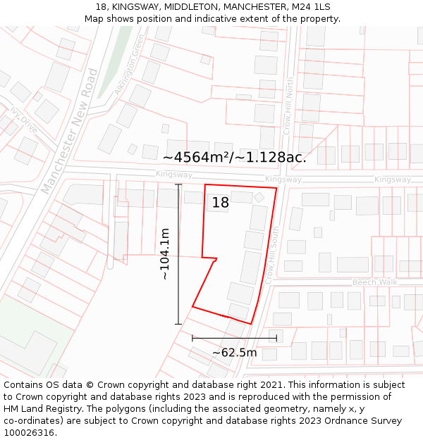 18, KINGSWAY, MIDDLETON, MANCHESTER, M24 1LS: Plot and title map