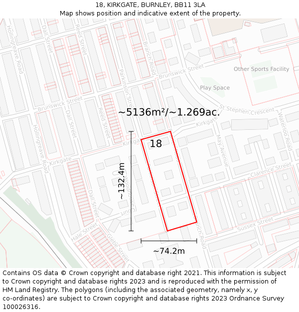 18, KIRKGATE, BURNLEY, BB11 3LA: Plot and title map