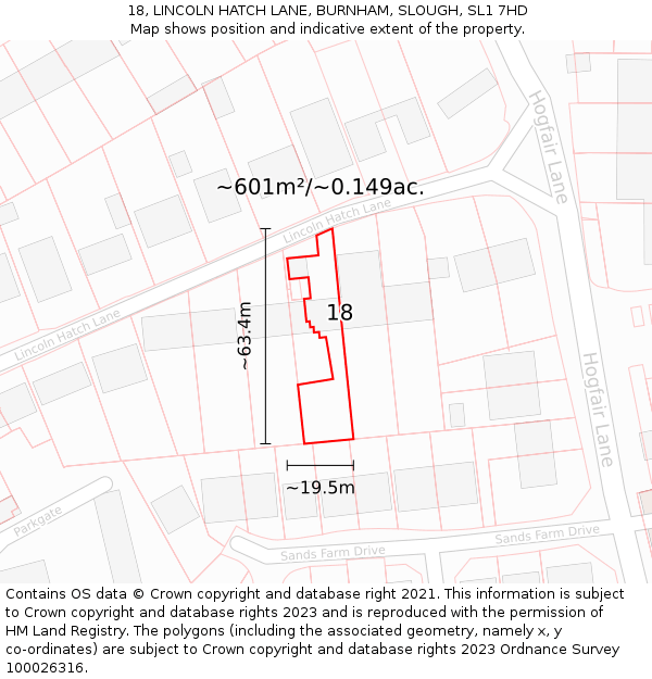 18, LINCOLN HATCH LANE, BURNHAM, SLOUGH, SL1 7HD: Plot and title map