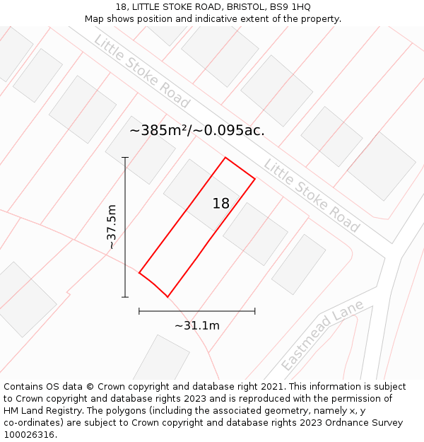 18, LITTLE STOKE ROAD, BRISTOL, BS9 1HQ: Plot and title map