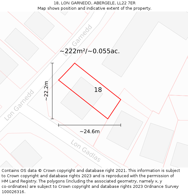 18, LON GARNEDD, ABERGELE, LL22 7ER: Plot and title map