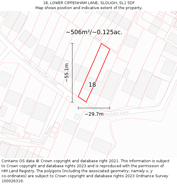 18, LOWER CIPPENHAM LANE, SLOUGH, SL1 5DF: Plot and title map