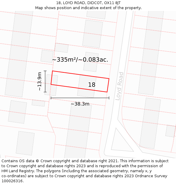 18, LOYD ROAD, DIDCOT, OX11 8JT: Plot and title map