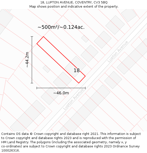 18, LUPTON AVENUE, COVENTRY, CV3 5BQ: Plot and title map