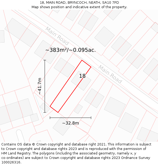 18, MAIN ROAD, BRYNCOCH, NEATH, SA10 7PD: Plot and title map