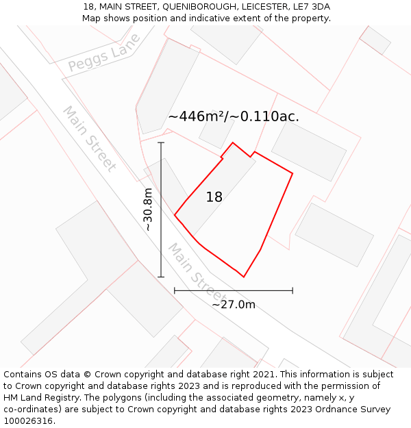 18, MAIN STREET, QUENIBOROUGH, LEICESTER, LE7 3DA: Plot and title map