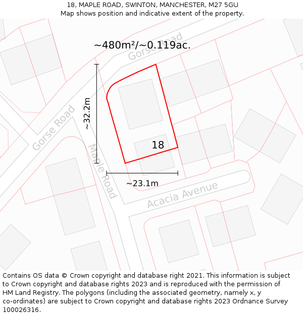 18, MAPLE ROAD, SWINTON, MANCHESTER, M27 5GU: Plot and title map