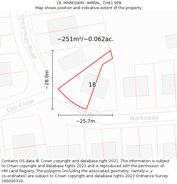 18, MARKSWAY, WIRRAL, CH61 9PB: Plot and title map