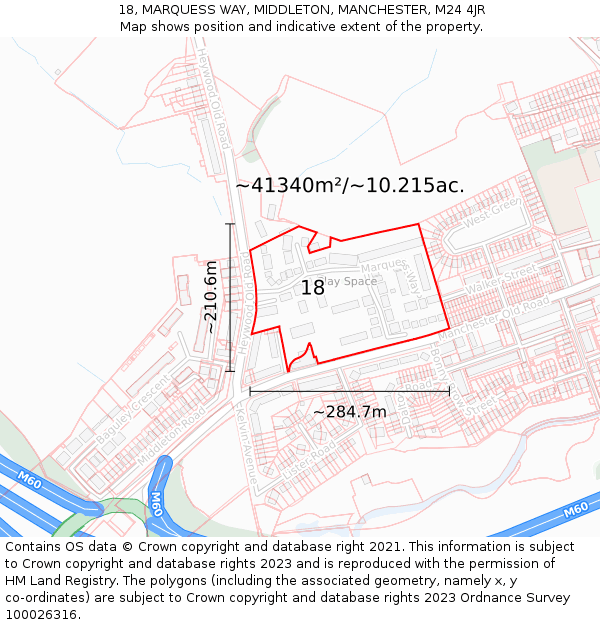 18, MARQUESS WAY, MIDDLETON, MANCHESTER, M24 4JR: Plot and title map