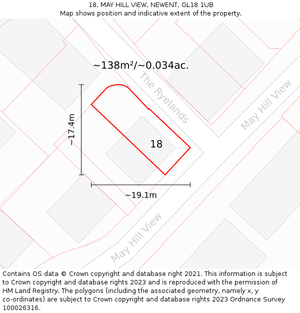 18, MAY HILL VIEW, NEWENT, GL18 1UB: Plot and title map