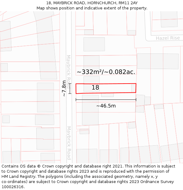 18, MAYBRICK ROAD, HORNCHURCH, RM11 2AY: Plot and title map
