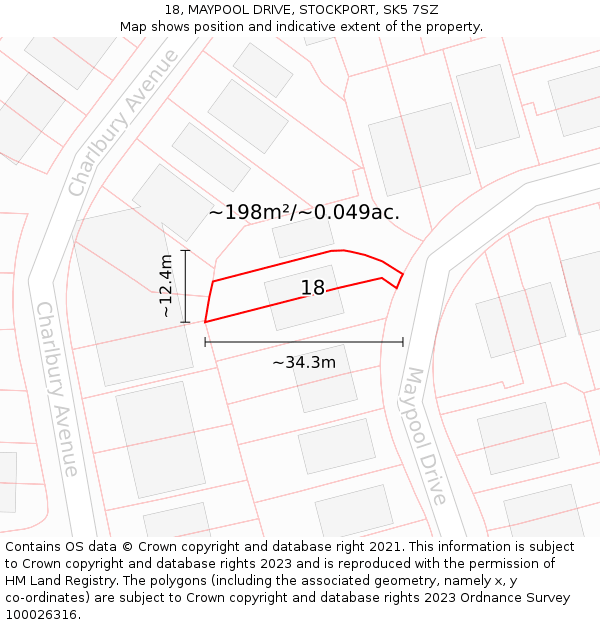 18, MAYPOOL DRIVE, STOCKPORT, SK5 7SZ: Plot and title map