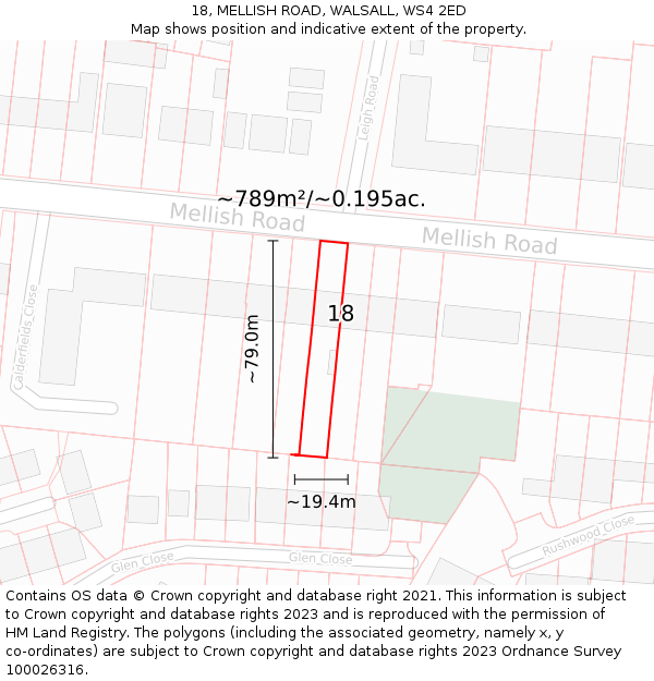 18, MELLISH ROAD, WALSALL, WS4 2ED: Plot and title map