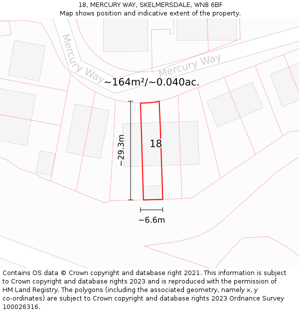 18, MERCURY WAY, SKELMERSDALE, WN8 6BF: Plot and title map