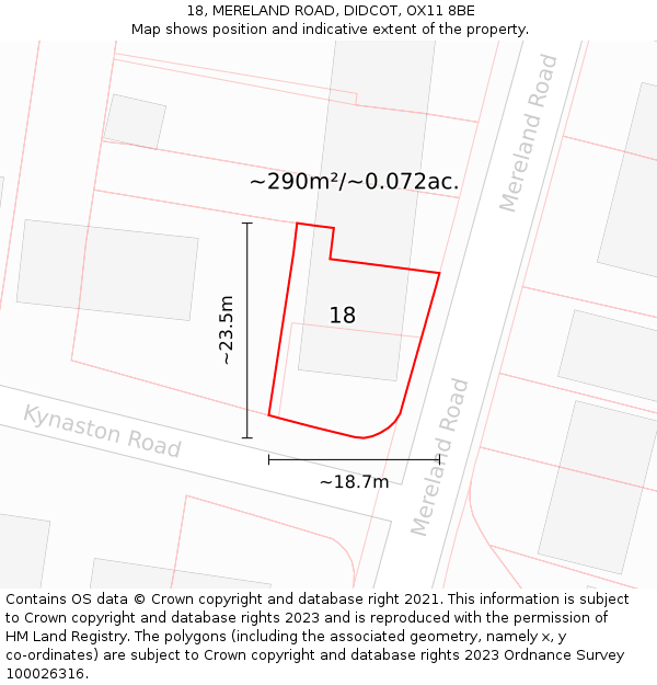 18, MERELAND ROAD, DIDCOT, OX11 8BE: Plot and title map