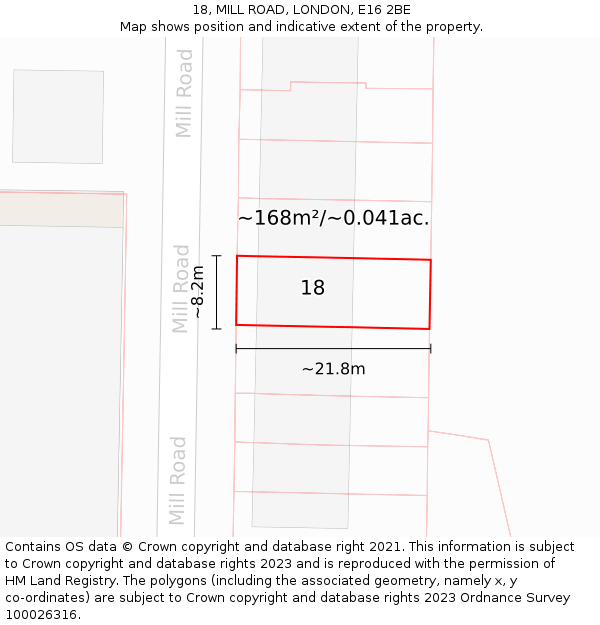 18, MILL ROAD, LONDON, E16 2BE: Plot and title map